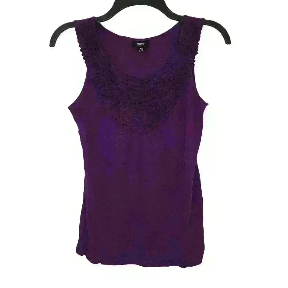 Mossimo women's purple Ruffled front tank top size XS